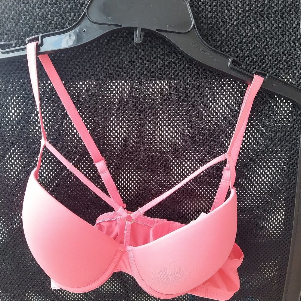 Coral Push Up Front Strap Bra Set
